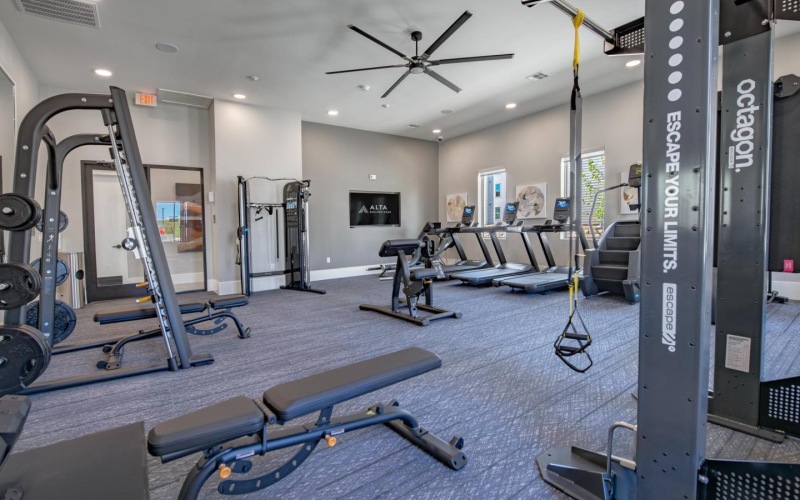 a gym with exercise equipment